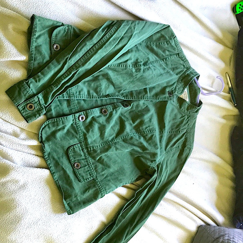 Denim jacket (Fake pockets) color:Evergreen  brand:Christopher & Banks